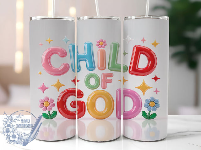 3D Inflated Child of God Tumbler, Cute Christian Sublimation Design, Faith Cup Art, 20oz Religious Tumbler, Whimsical Christian Mug, Stylish Faith Cup, Cozy Spiritual Wrap Sublimation ToriDesigns 