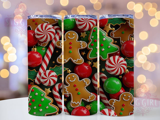 3D Inflated Christmas Cake Tumbler, 3D Seamless Wrap, Inflated Cake Design, Holiday Sublimation, Christmas Tree Art, 20Oz Tumbler Wrap, Festive Printable Sublimation SvggirlplusArt 