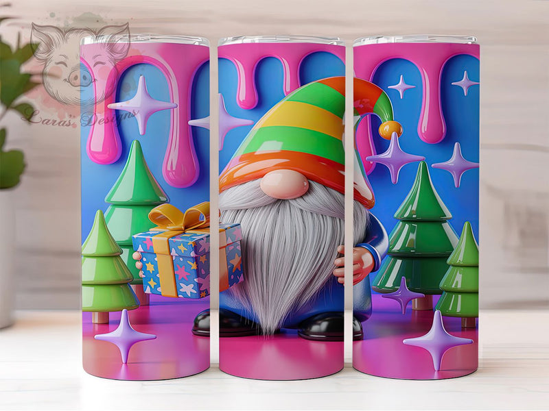 3D Inflated Christmas Gnome Tumbler, Inflated Gnome Wrap, Cute Holiday Gnome Sublimation, 20oz Gnome Tumbler, Festive Gnome Art, Whimsical Christmas Mug, Seasonal Holiday Cup Sublimation Lara' s Designs 