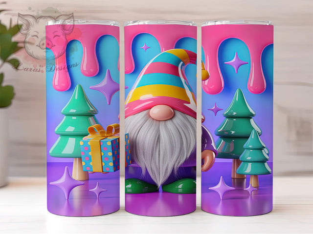3D Inflated Christmas Gnome Tumbler, Inflated Gnome Wrap, Cute Holiday Gnome Sublimation, 20oz Gnome Tumbler, Festive Gnome Art, Whimsical Christmas Mug, Seasonal Holiday Cup Sublimation Lara' s Designs 