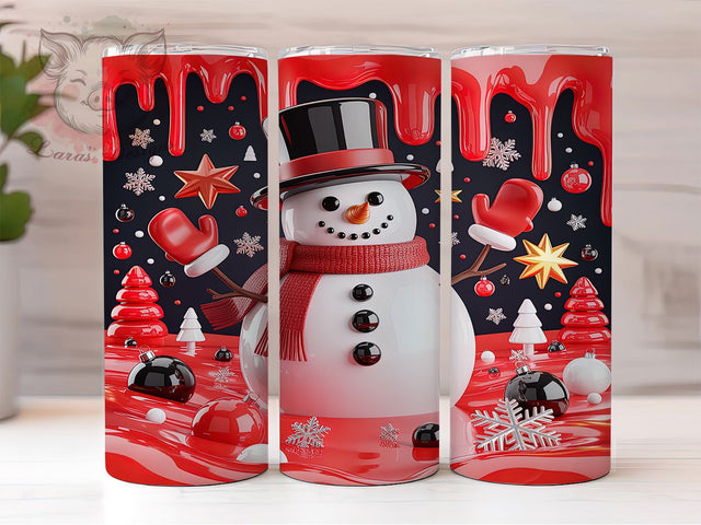 3D Inflated Christmas Snowman Tumbler, Christmas Snowman Wrap, Holiday Inflated Sublimation, 20oz Snowman Tumbler, Festive Inflated Art, Cute Christmas Mug, Whimsical Holiday Cup Sublimation Lara' s Designs 