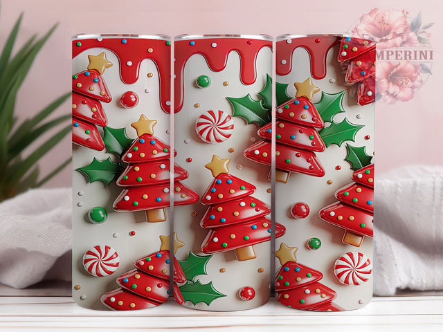 3D Inflated Christmas Tree Tumbler, Seamless Holiday Sublimation Design, Festive Tree Cup Art, 20oz Xmas Tumbler, Whimsical Inflated Tree Mug, Stylish Christmas Cup, Cozy Holiday Wrap Sublimation Li Zamperini 