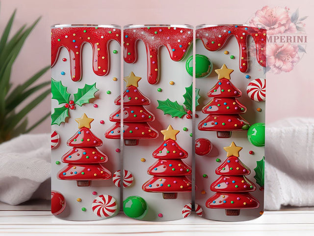 3D Inflated Christmas Tree Tumbler, Seamless Holiday Sublimation Design, Festive Tree Cup Art, 20oz Xmas Tumbler, Whimsical Inflated Tree Mug, Stylish Christmas Cup, Cozy Holiday Wrap Sublimation Li Zamperini 
