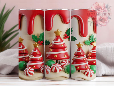 3D Inflated Christmas Tree Tumbler, Seamless Wrap Design, 3D Holiday Pattern, Sublimation Tumbler, 20oz Skinny Cup, Festive Drinkware, Seasonal Style Sublimation Li Zamperini 