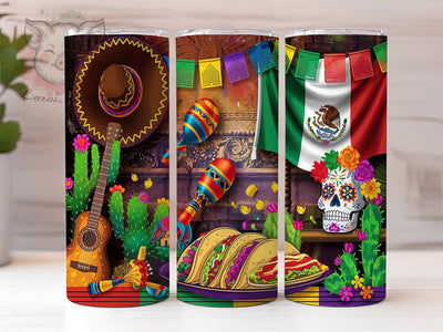3D Inflated Cinco De Mayo Fiesta Tumbler Wrap, Fiesta Tumbler Design, 20oz Skinny Tumbler, Sublimation Design, Mexican Party Tumbler, Cinco De Mayo Gift Wrap Sublimation Lara' s Designs 