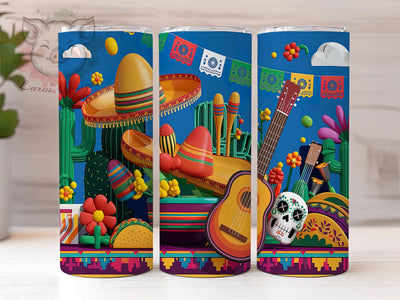 3D Inflated Cinco De Mayo Fiesta Tumbler Wrap, Fiesta Tumbler Design, 20oz Skinny Tumbler, Sublimation Design, Mexican Party Tumbler, Cinco De Mayo Gift Wrap Sublimation Lara' s Designs 