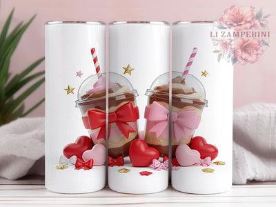 3D Inflated Coffee Valentine Tumbler, 3D Iced Coffee Wrap, Coffee Lover Heart Cup, 20oz Sublimation Wrap, Stylish Valentine Design Tumbler, Artistic Coffee Heart Cup, Whimsical Valentine Coffee Theme Wrap Sublimation Li Zamperini 