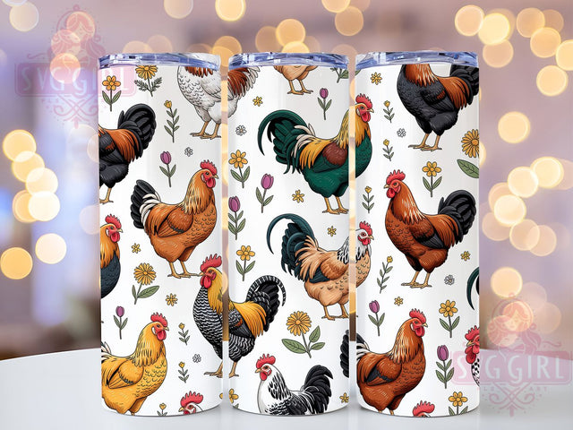 3D Inflated Floral Chicken Tumbler, Floral Chicken Tumbler, Country Farm Wrap, Stylish 20oz Wrap, Sublimation Design, Trendy Gift Idea, Inspirational Rustic Tumbler Sublimation SvggirlplusArt 