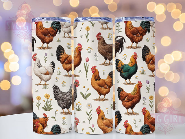3D Inflated Floral Chicken Tumbler, Floral Chicken Tumbler, Country Farm Wrap, Stylish 20oz Wrap, Sublimation Design, Trendy Gift Idea, Inspirational Rustic Tumbler Sublimation SvggirlplusArt 