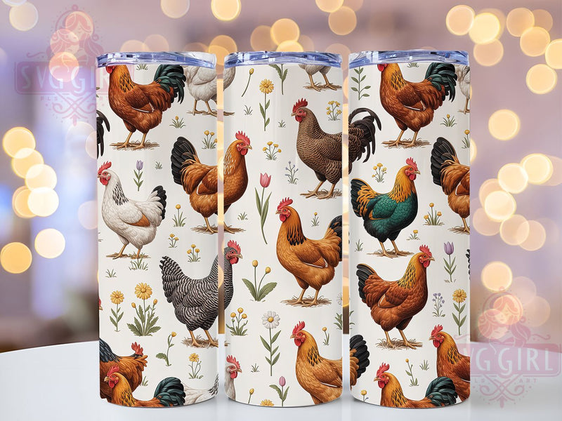 3D Inflated Floral Chicken Tumbler, Floral Chicken Tumbler, Country Farm Wrap, Stylish 20oz Wrap, Sublimation Design, Trendy Gift Idea, Inspirational Rustic Tumbler Sublimation SvggirlplusArt 