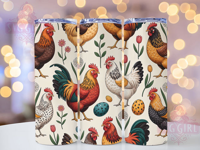 3D Inflated Floral Chicken Tumbler, Floral Chicken Tumbler, Country Farm Wrap, Stylish 20oz Wrap, Sublimation Design, Trendy Gift Idea, Inspirational Rustic Tumbler Sublimation SvggirlplusArt 