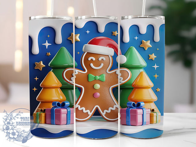 3D Inflated Gingerbread Christmas Tumbler, Christmas Cookie Sublimation Design, Festive Holiday Cup Art, 20oz Xmas Tumbler, Whimsical Gingerbread Mug, Stylish Christmas Cup, Cozy Holiday Wrap Sublimation ToriDesigns 