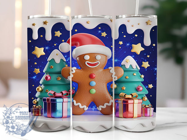 3D Inflated Gingerbread Christmas Tumbler, Christmas Cookie Sublimation Design, Festive Holiday Cup Art, 20oz Xmas Tumbler, Whimsical Gingerbread Mug, Stylish Christmas Cup, Cozy Holiday Wrap Sublimation ToriDesigns 