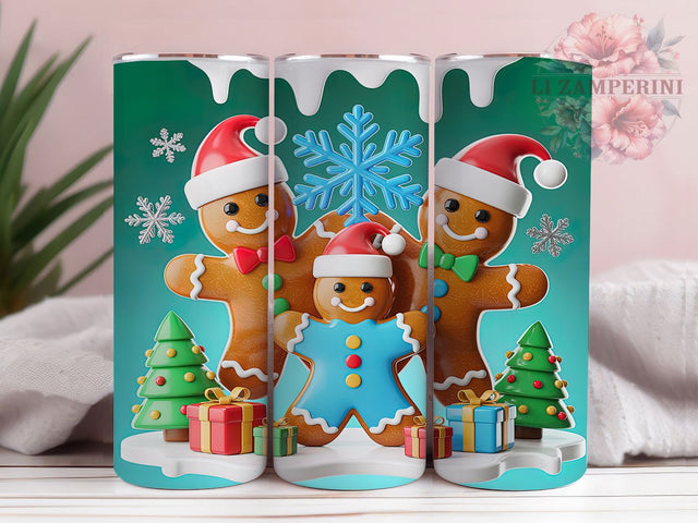 3D Inflated Gingerbread Christmas Tumbler, Inflated Christmas Wrap, Cute Holiday Mug Design, Sublimation Wrap, Festive Drinkware, Adorable Winter Gift, Candy House Cup Sublimation Li Zamperini 