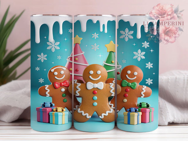 3D Inflated Gingerbread Christmas Tumbler, Inflated Christmas Wrap, Cute Holiday Mug Design, Sublimation Wrap, Festive Drinkware, Adorable Winter Gift, Candy House Cup Sublimation Li Zamperini 