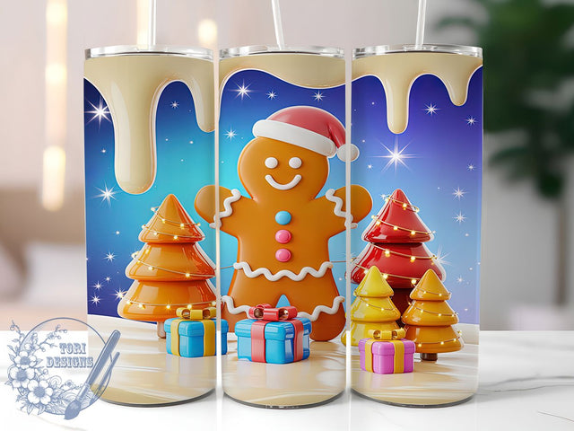 3D Inflated Gingerbread Cookie Tumbler, Inflated Christmas Wrap, Holiday Cookie Mug Design, Sublimation Wrap, Festive Drinkware, Cute Winter Gift, Candy House Cup Sublimation ToriDesigns 