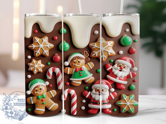 3D Inflated Gingerbread House Tumbler, Inflated Christmas Wrap, Holiday Cookie Mug Design, Sublimation Wrap, Festive Drinkware, Cute Winter Gift, Candy House Cup Sublimation ToriDesigns 