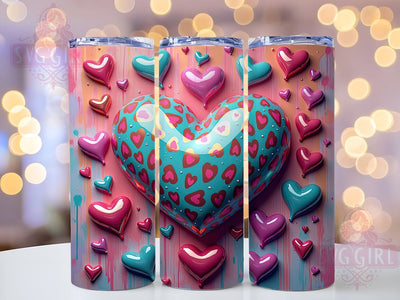 3D Inflated Heart Hole Unique Cute Tumbler Wrap, Inflated Heart Design, Hole In A Wall Tumbler, 20oz Tumbler Wrap, Sublimation Mug, Unique Drinkware, Cute Heart Decor Sublimation SvggirlplusArt 