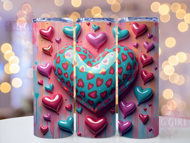 3D Inflated Heart Hole Unique Cute Tumbler Wrap, Inflated Heart Design, Hole In A Wall Tumbler, 20oz Tumbler Wrap, Sublimation Mug, Unique Drinkware, Cute Heart Decor Sublimation SvggirlplusArt 