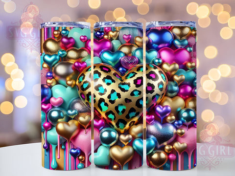 3D Inflated Heart Hole Unique Cute Tumbler Wrap, Inflated Heart Design, Hole In A Wall Tumbler, 20oz Tumbler Wrap, Sublimation Mug, Unique Drinkware, Cute Heart Decor Sublimation SvggirlplusArt 