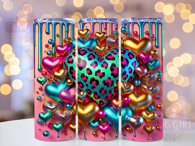 3D Inflated Heart Hole Unique Cute Tumbler Wrap, Inflated Heart Design, Hole In A Wall Tumbler, 20oz Tumbler Wrap, Sublimation Mug, Unique Drinkware, Cute Heart Decor Sublimation SvggirlplusArt 