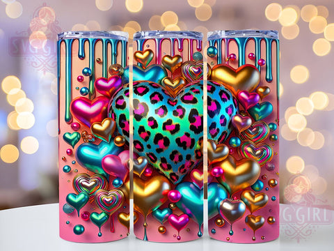 3D Inflated Heart Hole Unique Cute Tumbler Wrap, Inflated Heart Design, Hole In A Wall Tumbler, 20oz Tumbler Wrap, Sublimation Mug, Unique Drinkware, Cute Heart Decor Sublimation SvggirlplusArt 