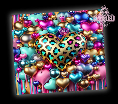 3D Inflated Heart Hole Unique Cute Tumbler Wrap, Inflated Heart Design, Hole In A Wall Tumbler, 20oz Tumbler Wrap, Sublimation Mug, Unique Drinkware, Cute Heart Decor Sublimation SvggirlplusArt 