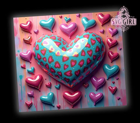 3D Inflated Heart Hole Unique Cute Tumbler Wrap, Inflated Heart Design, Hole In A Wall Tumbler, 20oz Tumbler Wrap, Sublimation Mug, Unique Drinkware, Cute Heart Decor Sublimation SvggirlplusArt 