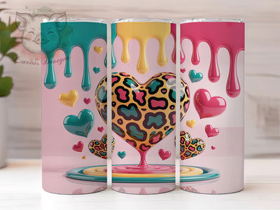 3D Inflated Heart Tumbler, Inflated Heart Wrap, Romantic Love Cup, 20oz Sublimation Wrap, Stylish Valentine Tumbler, Artistic Heart Design Cup, Sweet Love Theme Wrap Sublimation Lara' s Designs 