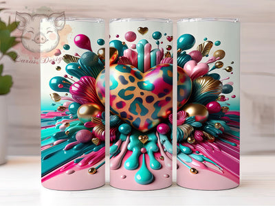 3D Inflated Heart Tumbler, Inflated Heart Wrap, Romantic Love Cup, 20oz Sublimation Wrap, Stylish Valentine Tumbler, Artistic Heart Design Cup, Sweet Love Theme Wrap Sublimation Lara' s Designs 