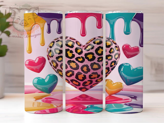 3D Inflated Heart Valentine Tumbler, Valentines Day Wrap, Romantic Drinkware, Sublimation Tumbler, 20oz Skinny Cup, Love Pattern, Puffy Design Sublimation Lara' s Designs 