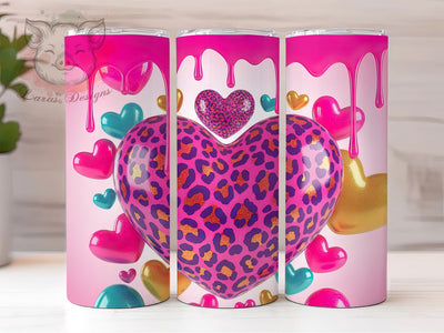 3D Inflated Heart Valentine Tumbler, Valentines Day Wrap, Romantic Drinkware, Sublimation Tumbler, 20oz Skinny Cup, Love Pattern, Puffy Design Sublimation Lara' s Designs 