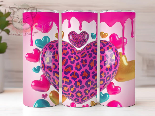 3D Inflated Heart Valentine Tumbler, Valentines Day Wrap, Romantic Drinkware, Sublimation Tumbler, 20oz Skinny Cup, Love Pattern, Puffy Design Sublimation Lara' s Designs 