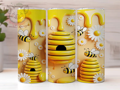 3D Inflated Honey Bee Tumbler, Inflated Bee Sublimation Design, Whimsical Honey Bee Art, 20oz Bee Lover Tumbler, Playful Bee Mug, Sweet Honey Cup, Fun Bee Wrap Sublimation Lara' s Designs 