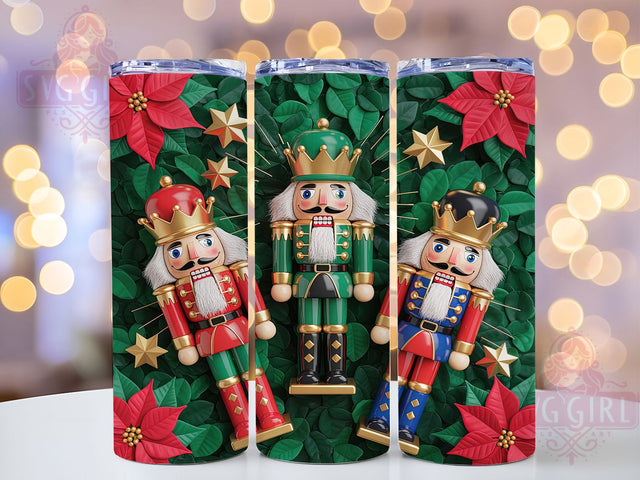 3D Inflated Nutcracker Christmas Tumbler, Inflated Holiday Wrap, Cute Christmas Mug Design, Sublimation Wrap, Festive Drinkware, Adorable Winter Gift, Sparkly Christmas Cup Sublimation SvggirlplusArt 