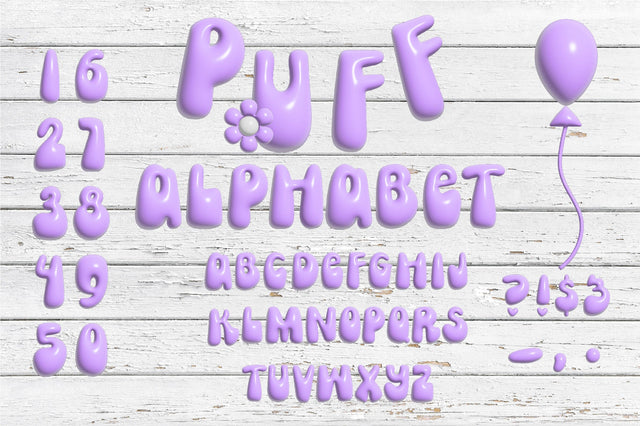 3D Inflated Puff Alphabet Sublimation Bundle PNG Sublimation Olga Terlyanskaya 