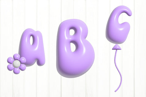 3D Inflated Puff Alphabet Sublimation Bundle PNG Sublimation Olga Terlyanskaya 