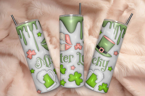 3D Inflated Puff St Patrick’s Day Tumbler Wrap 3D Paper Rupkotha 