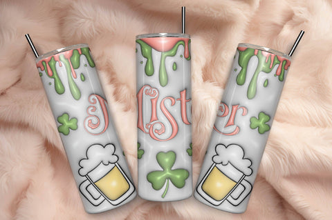 3D Inflated Puff St Patrick’s Day Tumbler Wrap 3D Paper Rupkotha 