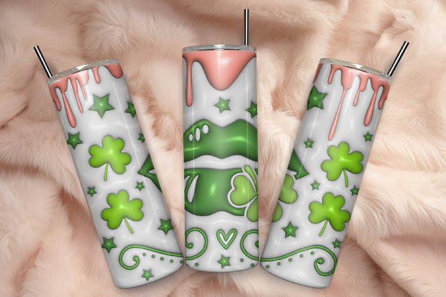 3D Inflated Puff St Patrick’s Day Tumbler Wrap 3D Paper Rupkotha 