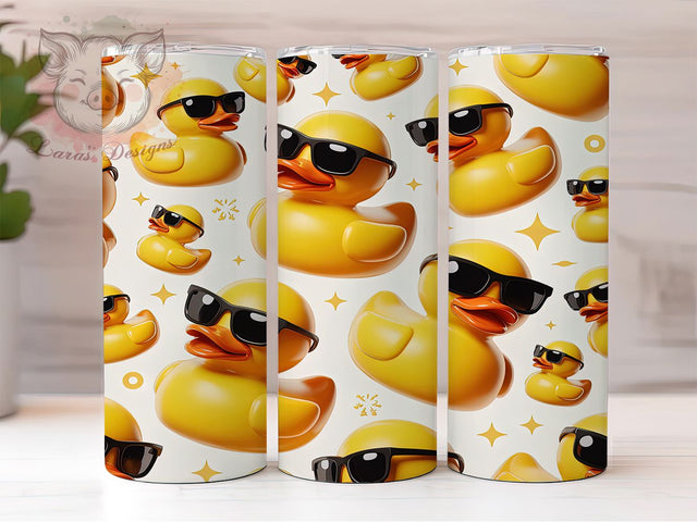 3D Inflated Rubber Duck Tumbler, Inflated Bubble Wrap, Playful 3D Design, Sublimation Cup, 20oz Skinny Tumbler, Yellow Duck Pattern, Modern Drinkware Sublimation Lara' s Designs 