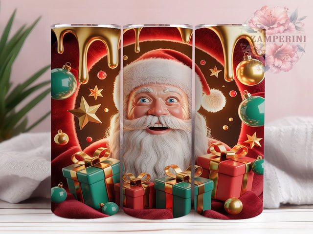 3D Inflated Santa Christmas Tumbler, Cute Inflated Santa Wrap, Christmas Santa Sublimation, Festive Holiday Cup, 20Oz Skinny Tumbler Wrap, Jolly Santa Mug, Merry Christmas Design Sublimation Li Zamperini 