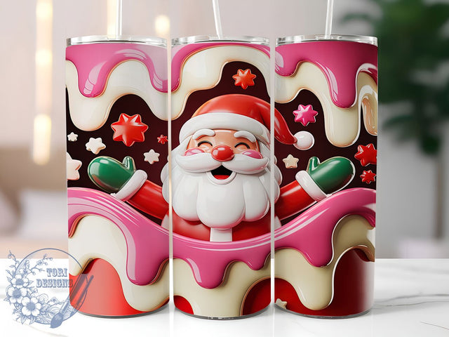 3D Inflated Santa Christmas Tumbler, Inflated Christmas Wrap, 20oz Tumbler Sublimation, Festive Santa Design, Puffy Holiday Sublimation, Cozy Winter Tumbler, Seasonal Christmas Wrap Sublimation ToriDesigns 