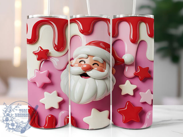 3D Inflated Santa Christmas Tumbler, Inflated Christmas Wrap, 20oz Tumbler Sublimation, Festive Santa Design, Puffy Holiday Sublimation, Cozy Winter Tumbler, Seasonal Christmas Wrap Sublimation ToriDesigns 