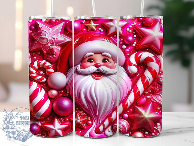 3D Inflated Santa Christmas Tumbler, Inflated Christmas Wrap, 20oz Tumbler Sublimation, Festive Santa Design, Puffy Holiday Sublimation, Cozy Winter Tumbler, Seasonal Christmas Wrap Sublimation ToriDesigns 