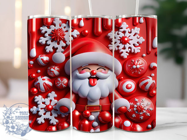 3D Inflated Santa Christmas Tumbler, Inflated Christmas Wrap, Red Vintage Mug Design, Sublimation Wrap, Festive Drinkware, Cute Winter Gift, Snowflake Christmas Cup Sublimation ToriDesigns 