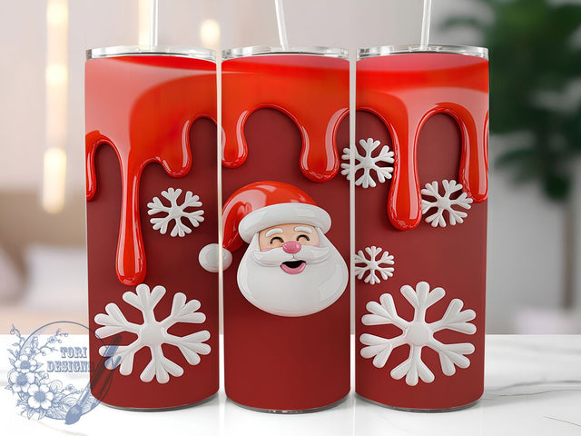 3D Inflated Santa Christmas Tumbler, Inflated Christmas Wrap, Red Vintage Mug Design, Sublimation Wrap, Festive Drinkware, Cute Winter Gift, Snowflake Christmas Cup Sublimation ToriDesigns 