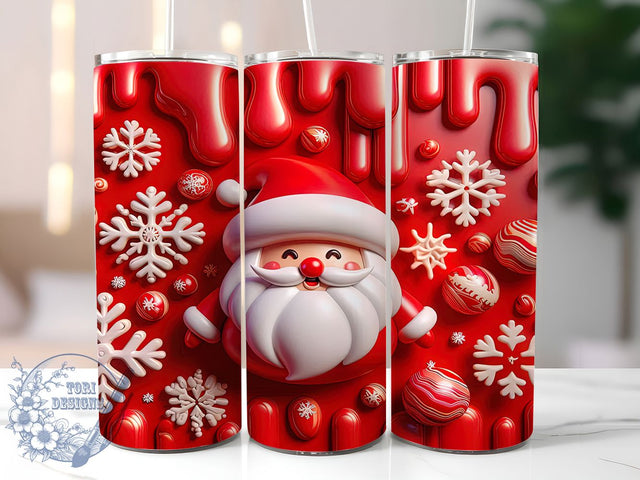 3D Inflated Santa Christmas Tumbler, Inflated Christmas Wrap, Red Vintage Mug Design, Sublimation Wrap, Festive Drinkware, Cute Winter Gift, Snowflake Christmas Cup Sublimation ToriDesigns 