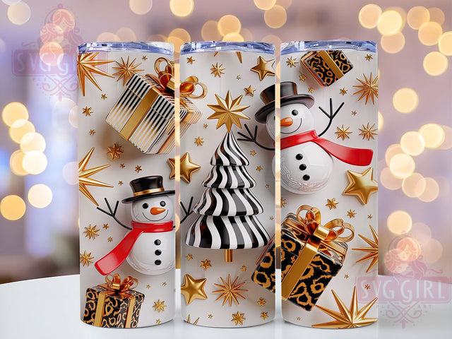3D Inflated Snowman Christmas Tumbler, 3D Design, Christmas Wrap, Holiday Tumbler, Festive Pattern, 20oz Tumbler, Sublimation Print Sublimation SvggirlplusArt 
