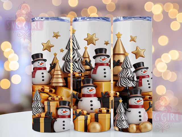 3D Inflated Snowman Christmas Tumbler, 3D Design, Christmas Wrap, Holiday Tumbler, Festive Pattern, 20oz Tumbler, Sublimation Print Sublimation SvggirlplusArt 